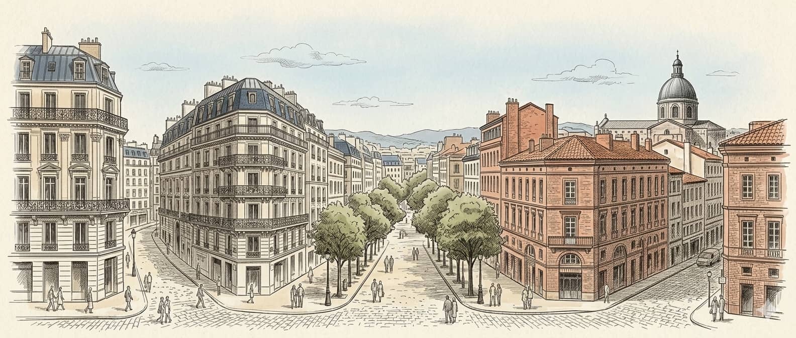 Avenue bordée d'immeubles anciens, illustration du champ d'intervention de l'expert immobilier Néovalo