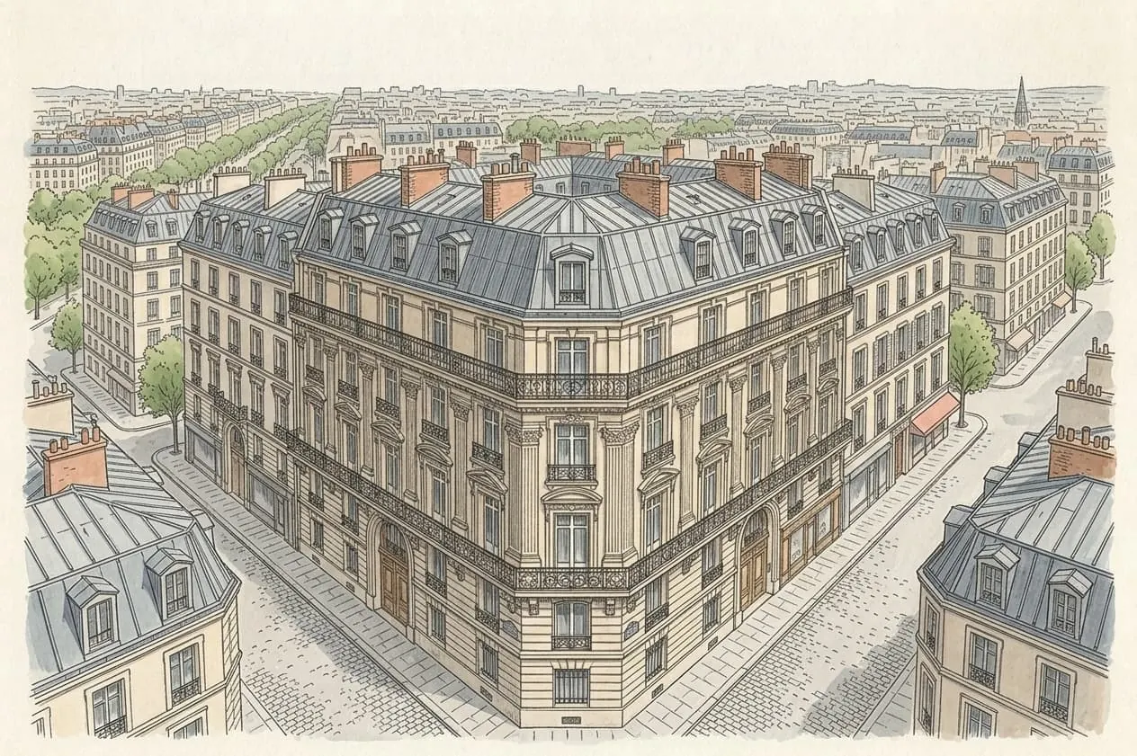 Expertise d'immeuble de rapport : illustration d'un immeuble haussmannien d'angle